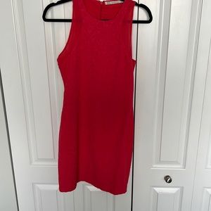 Zara, orange red jacquard dress USA - M